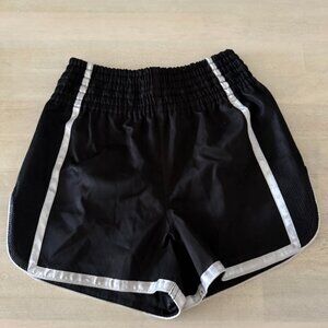 Muay Thai / Kickboxing Training Shorts – Black with White Trim